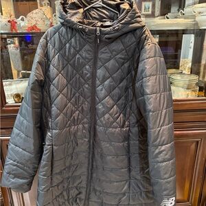 New Balance Black Quilted Jacket with Silver Logo